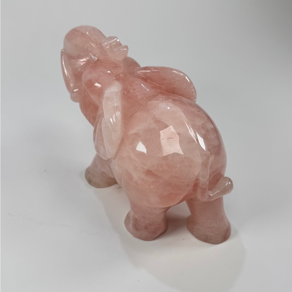 Vintage Rose Quartz Elephant Statue - Picture 4 of 4